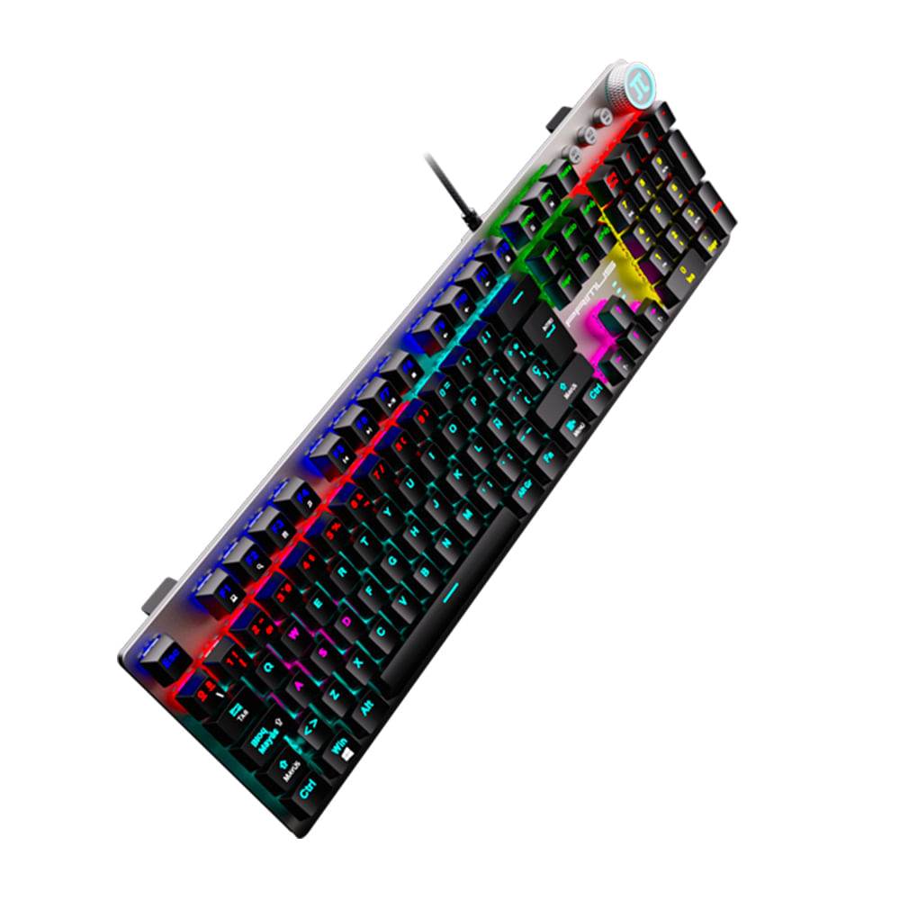 Imagen 2 del producto Teclado gamer alámbrico Primus Ballista 91T, conexión USB desmontable, mecánico, idioma español, RGB, switches rojos, plata/negro